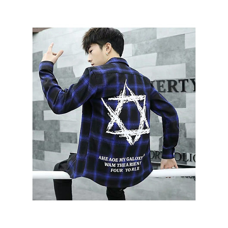 Áo sơ mi caro nam nữ chống nắng hình ngôi sao siêu hót