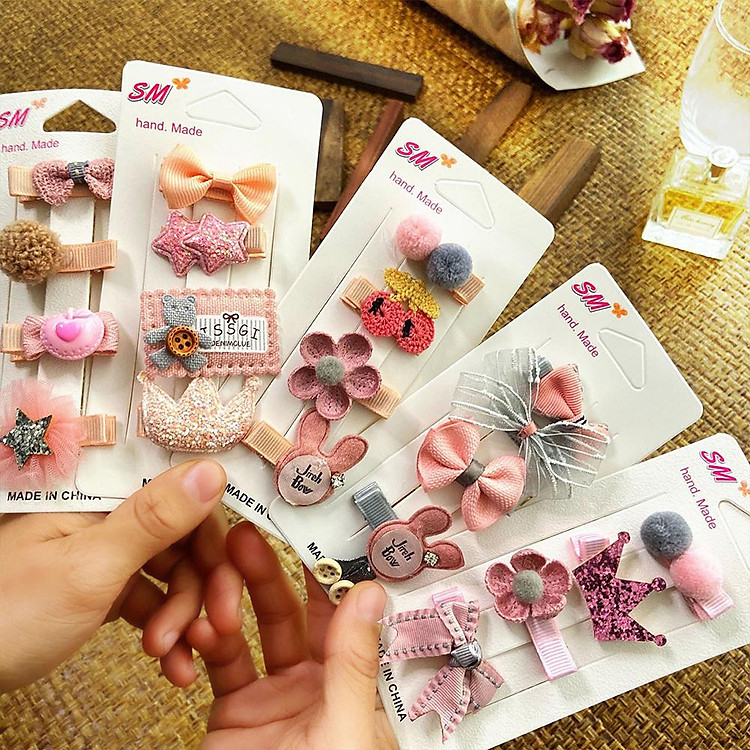 4Pcs/set Baby Girl Hair Clips Cute Crown Heart Star Flower Bowknot Hairpins Barrettes Headdress