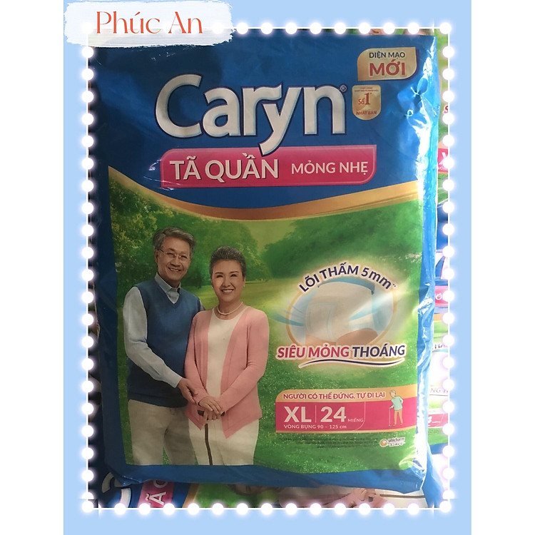 Tã Quần Người Lớn Caryn Size XL 24 Miếng (Vòng bụng 90 đến 125 Cm) - Bỉm Quần Caryn Người Già XL24