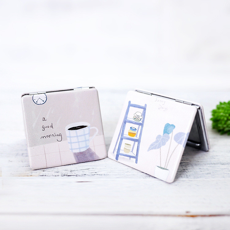 Combo 2 gương mini, gương trang điểm gấp bỏ túi dạng vuông_G02