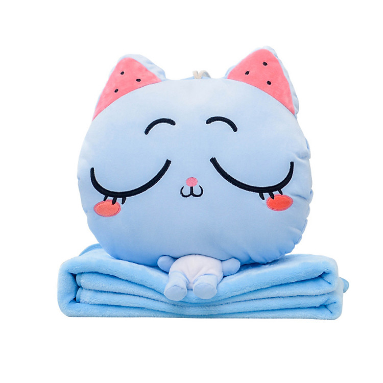 Set chăn gối ôm hình mèo 3 in 1 dễ thương