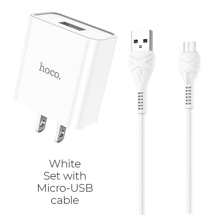 Bộ Củ Cáp Sạc Hoco C81 Kèm Cáp Micro USB- Bộ Củ Sạc Nhanh 5V/2.1A -Hàng Chính Hãng