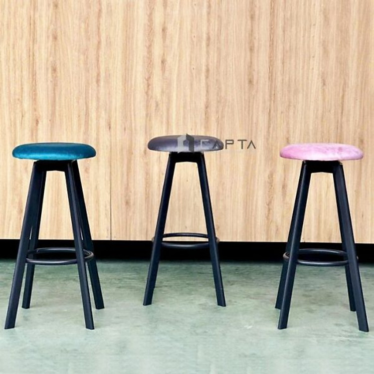 Ghế quầy bar không tựa CB TOYO-P Nội thất Capta Ghế bar nệm xoay nhỏ gọn chân sắt cố định