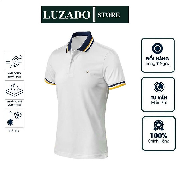 Áo thun polo nam chính hãng hàng hiệu LUZADO, áo polo nam đẹp ngắn tay có cổ bẻ slimfit kiểu dáng hàn quốc