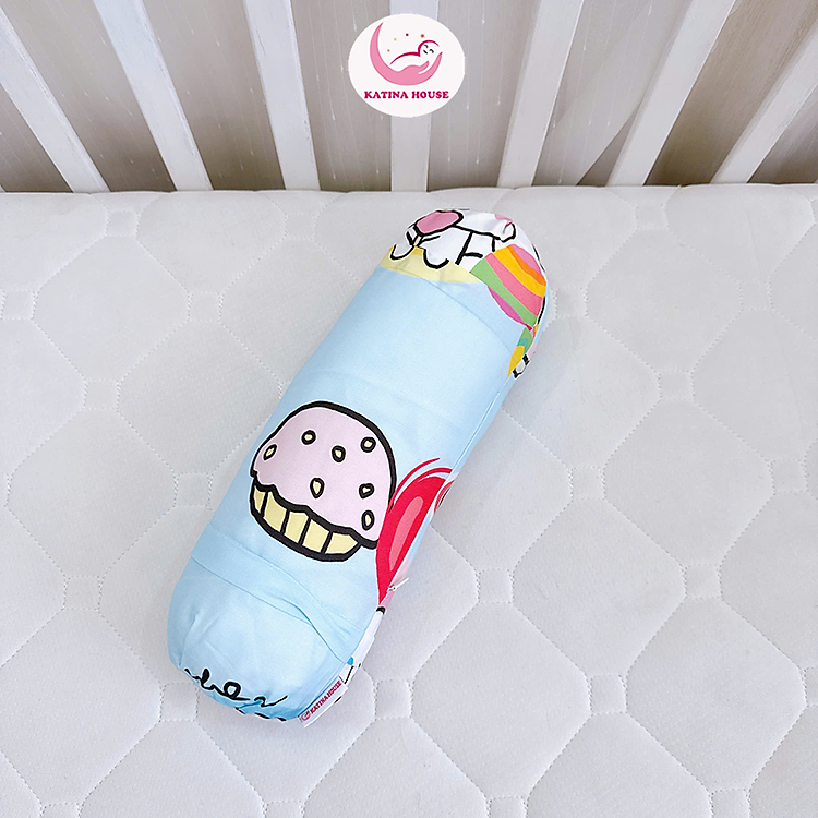 Gối ôm cho bé Katina House 40cm gòn lông vũ êm ái, vải Tencel mềm mát, phù hợp 0-1t