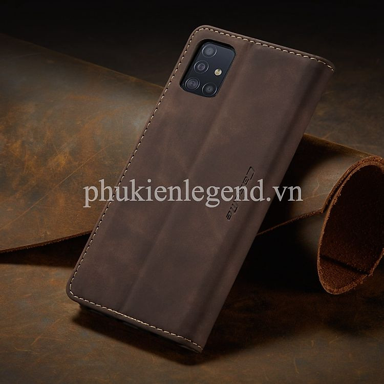 Bao da cho SamSung A73 chính hãng HanMan có ngăn đựng thẻ và tiền, có quai gài chắc chắn - Hàng chính hãng