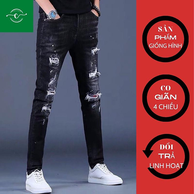 Quần Jean Nam Màu Đen Cao Cấp Không Phai Màu Quần Bò VOZODO 64