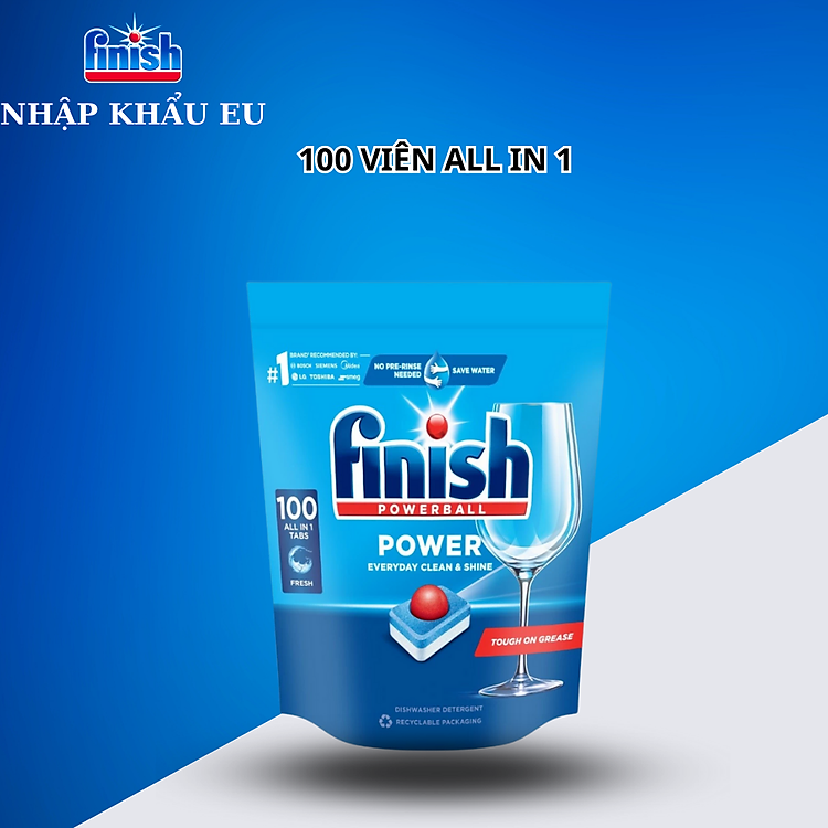 Combo viên rửa bát finish 90 viên + nước làm bóng finish 750ml + muối rửa chén finish 1,5kg