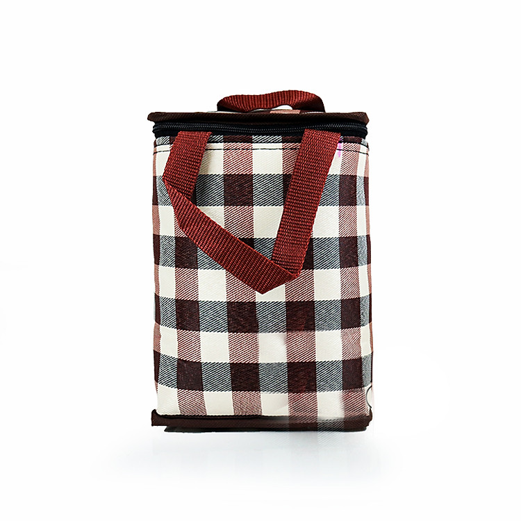Túi giữ nhiệt kiểu đứng caro - Màu ngẫu nhiên