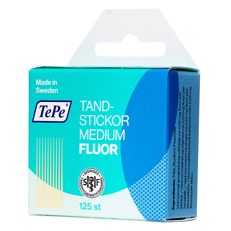 Tăm răng gỗ trung bình có flour Tepe Wooden Medium with Fluor (125 cái)