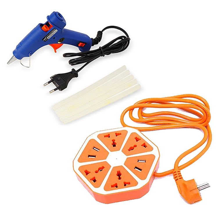 COMBO : Ổ cắm điện thông minh và Súng bắn keo 20W + Tặng kèm 10 cây keo