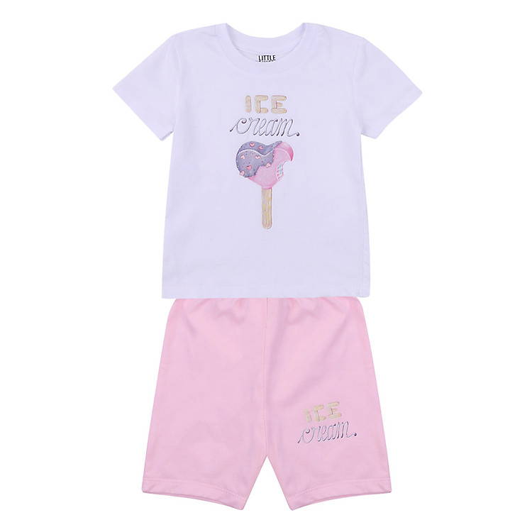 Bộ Quần Áo Ngắn Ice-Cream Little Princess LP14 - Trắng
