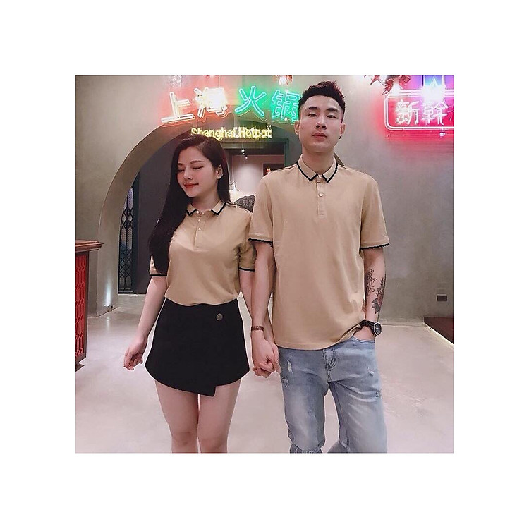 Áo Đôi Cổ Trụ Màu Da