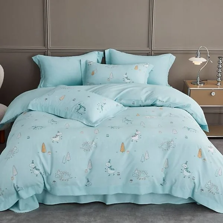 Bộ 5 món drap, áo gối NIN Tencel SELINA mát lạnh mẫu mới 2024 chất lụa tencel mềm mịn không kèm mền