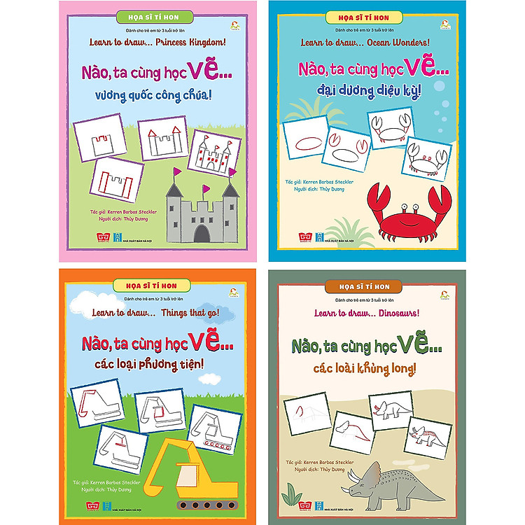 Combo Họa Sĩ Tí Hon - Learn To Draw (4 Cuốn): Princess Kingdom! - Nào, ta cùng học vẽ...vương quốc công chúa! + Ocean Wonders! - Nào, ta cùng học vẽ...đại dương diệu kỳ! + Dinosaurs! - Nào, ta cùng học vẽ...các loài khủng long! + Things that go! - Nào, ta
