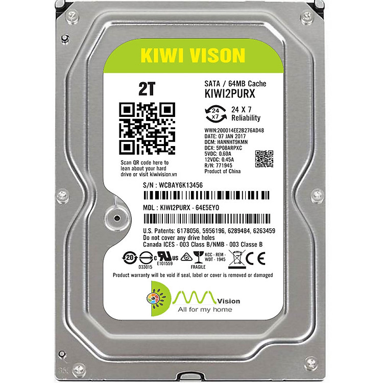 Ổ cứng HDD KIWI VISION 2TB SATA 3 - Hàng chính hãng