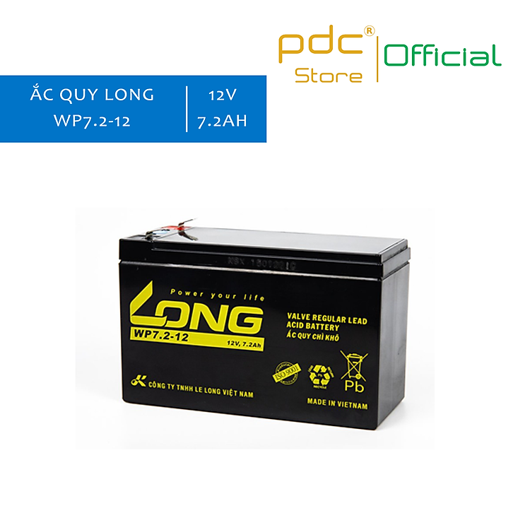 Bình ắc quy LONG 12V 7.2Ah WP7.2-12 - (PDC-TECH) - Hàng Chính Hãng