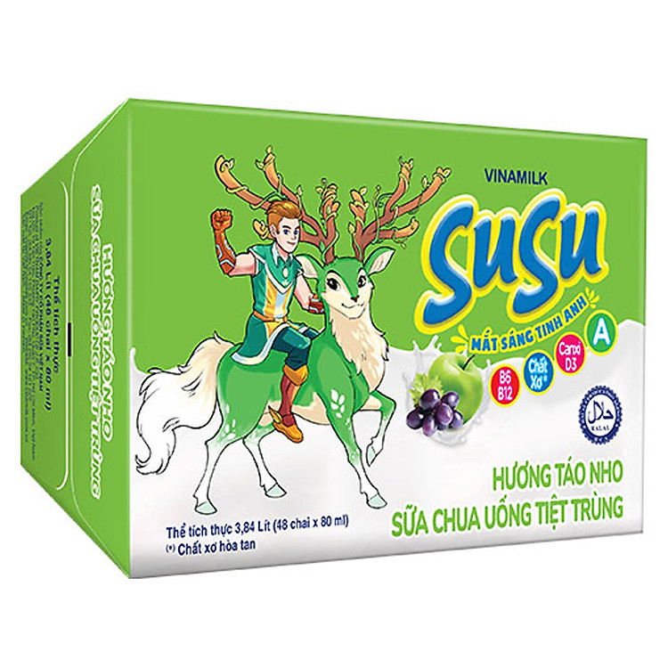 Thùng 48 Chai x 80ml Sữa Chua Uống Vinamilk Susu Hương Táo Nho