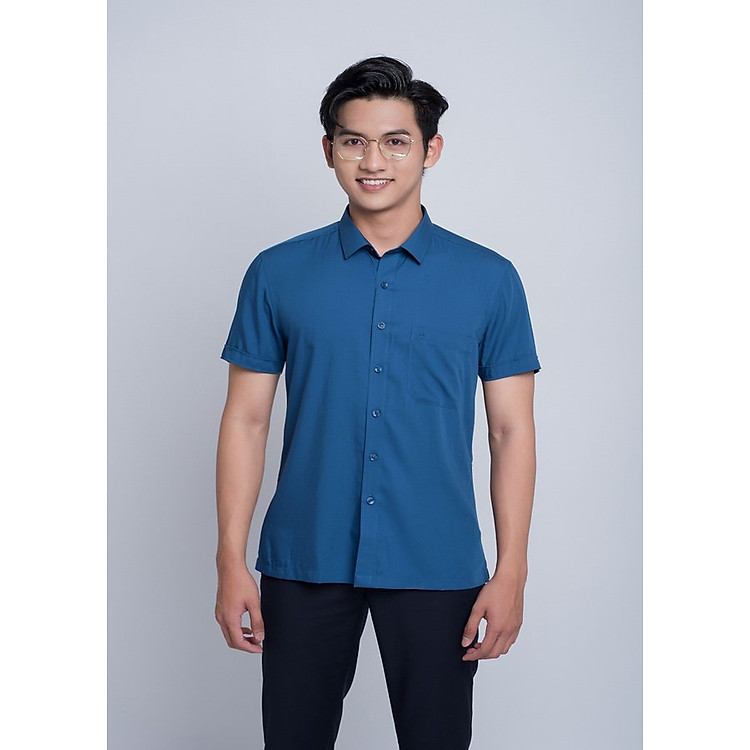 Áo Sơ Mi Nam Ngắn Tay Bodyfit Owen BA80096N - Xanh Dương