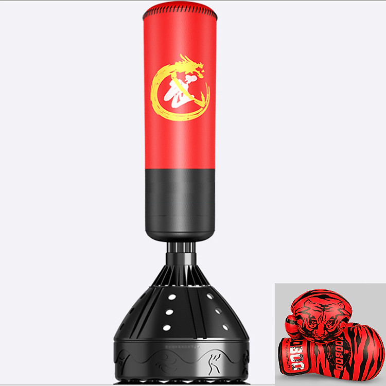 Combo bao trụ đấm bốc boxing tự đứng + găng đấm boxing vằn hổ - Thiết bị đấm bốc boxing dành cho dân chuyên, phòng tập, võ đường