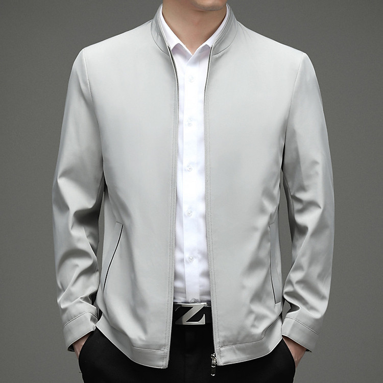 Áo khoác măng tô nam cổ đứng dáng ngắn khóa kéo chất vải kaki đẹp NMT34