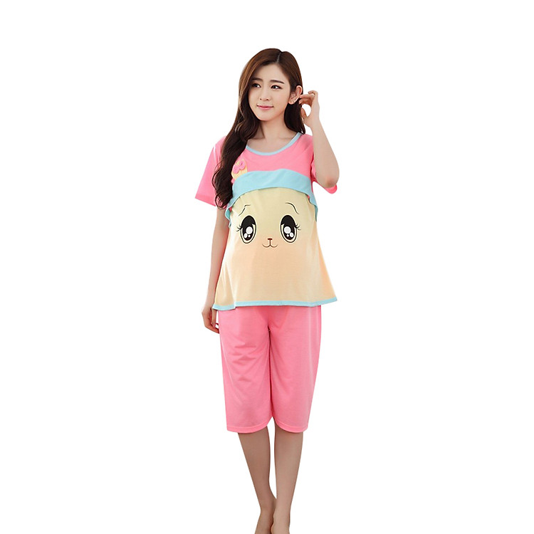 Bộ Đồ Bầu Cộc Mặc Hè Và Mặc Sau Sinh Cho Con Bú BD01H