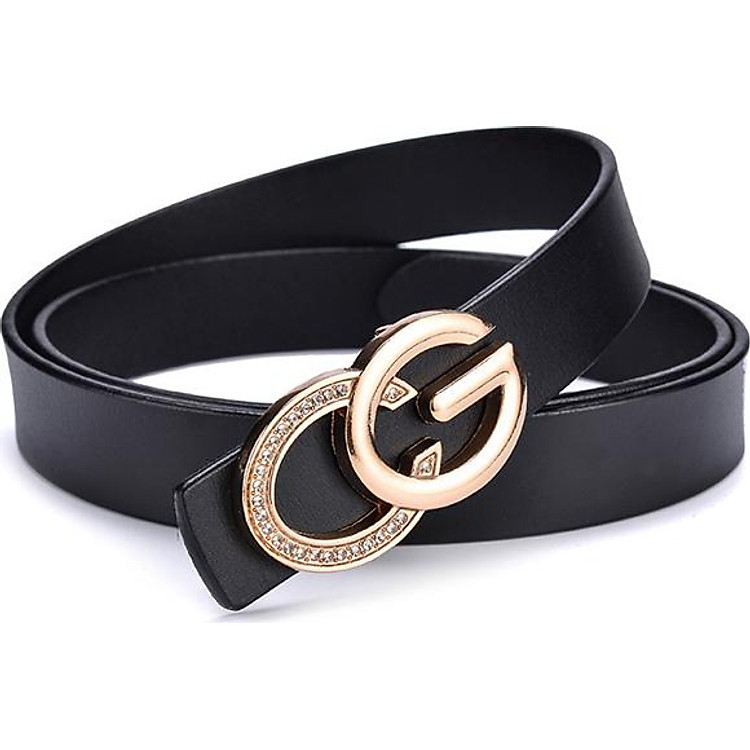 Dây lưng da nữ mặt GC sang trọng ROT055 (Đen)