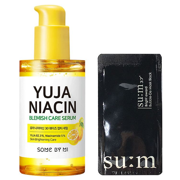 Tinh Chất Dưỡng Trắng Da Chiết Xuất Quả Thanh Yên Some By Mi Yuja Niacin 30 Days Blemish Care Serum 50ml + Tặng kèm 1 mặt nạ sủi bọt Su:m 37 Đen
