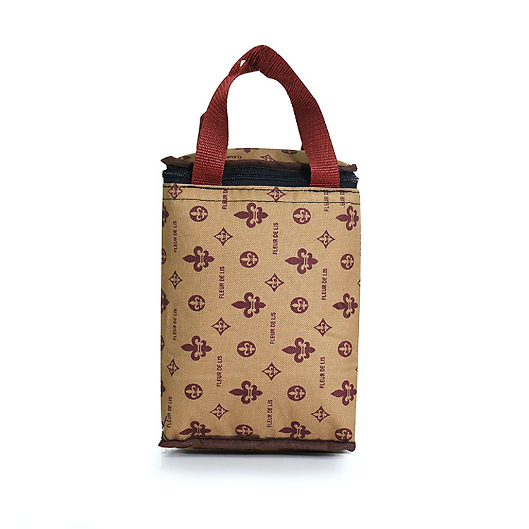 Túi giữ nhiệt kiểu đứng màu cà phê họa tiết