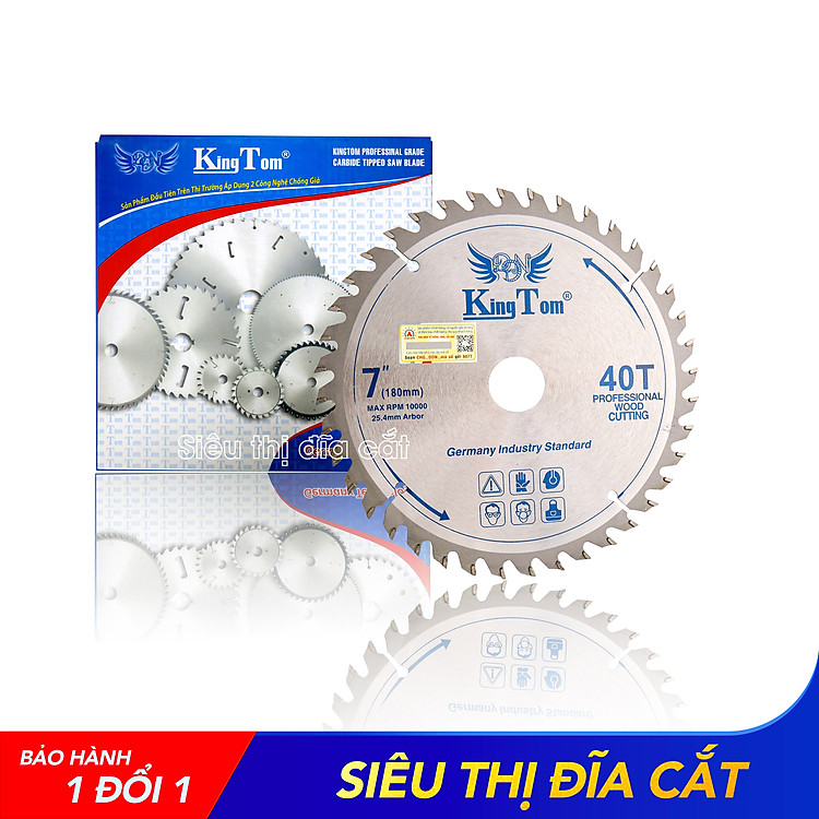 Lưỡi Cưa - Lưỡi Cắt Gỗ Cao Cấp 180-40 Răng KingTom - Chuyên Cắt Gỗ Cứng, Gỗ Có Đinh