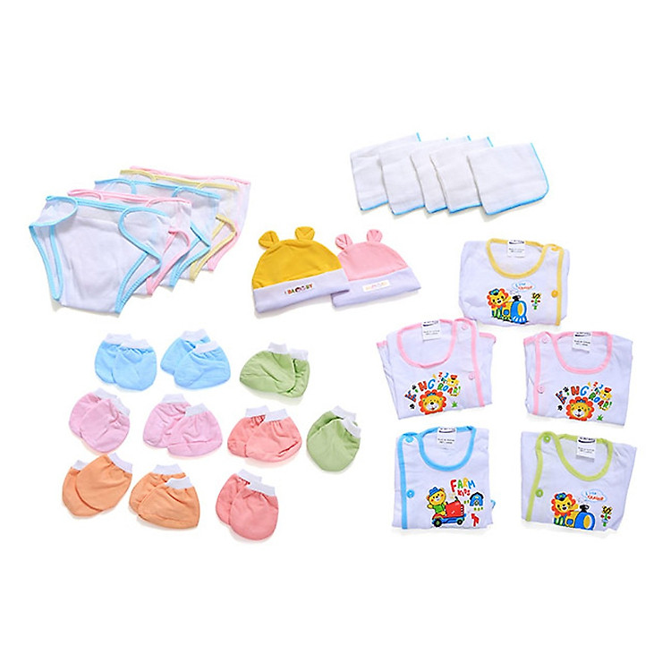 Set 42 món đồ dùng cho trẻ sơ sinh cao cấp - Loại Áo Tay Dài 0 - 6 tháng( 5 áo cotton + 5 khăn sữa + 2 nón + 10 cặp bao tay + 10 cặp bao chân + 10 tã dán đóng tã)