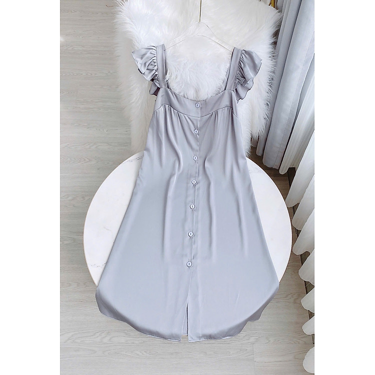 Váy ngủ hai dây nữ vải Cotton lanh lụa mềm mịn thoáng mát, đầm ngủ mặc nhà nữ suông rộng mã V0278