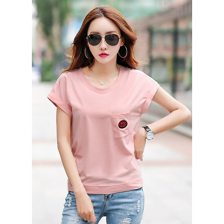 Áo Kiều Nữ Có Túi Chèn Logo T&D - Hồng Dâu