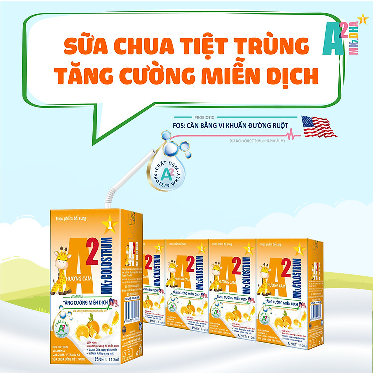 Mua Sữa trái cây A2 MK7 110ml - CAM Chính hãng Tiết kiệm - Hình ảnh 2