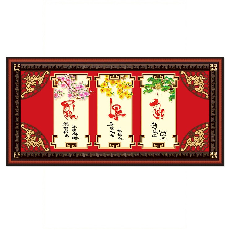 Tranh dán tường thư pháp Phúc Lộc Thọ nhiều kích thước