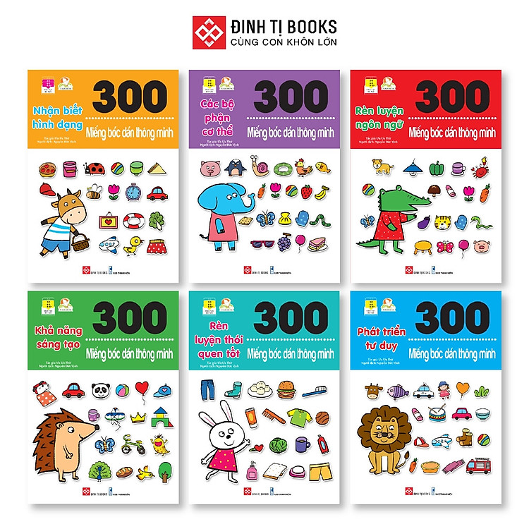 Sách - 300 Miếng Bóc Dán Thông Minh - Bộ 6 Chủ Đề - Cho Trẻ Từ 3 - 6 Tuổi - Đinh Tị Books