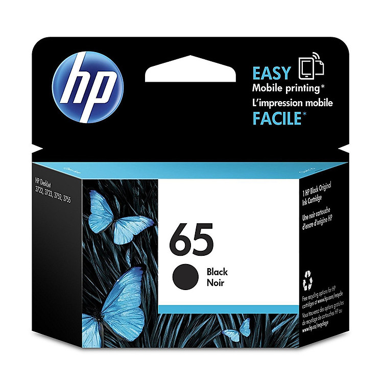 Mực in đen HP 65 Black Ink Catridge (Máy in HP Deskjet 2620/2621/2622/2623/37233724/5030/5032/5034)-N9K01AA – Hàng chính hãng