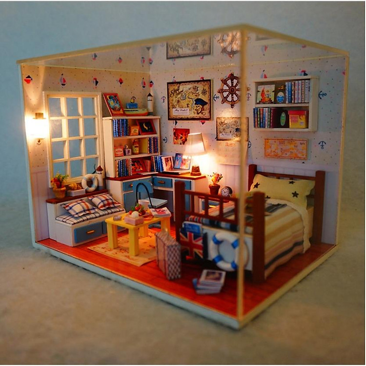 Mô hình phòng ngủ nhà búp bê I-DIY HAPPY TIME với tông màu rực rỡ bắt mắt