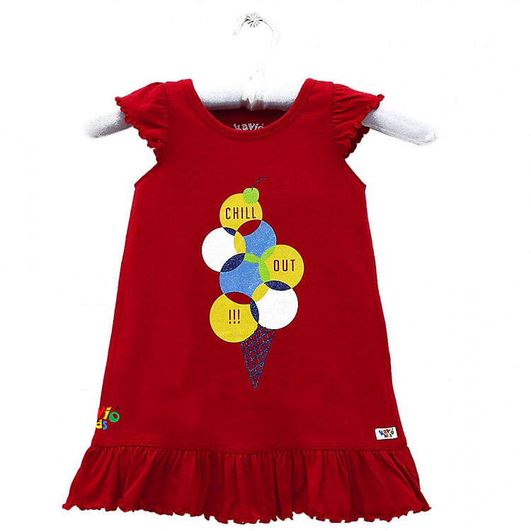 Đầm Xòe Tay Bèo Bé Gái Kavio Kids GS38-N1 - Đỏ