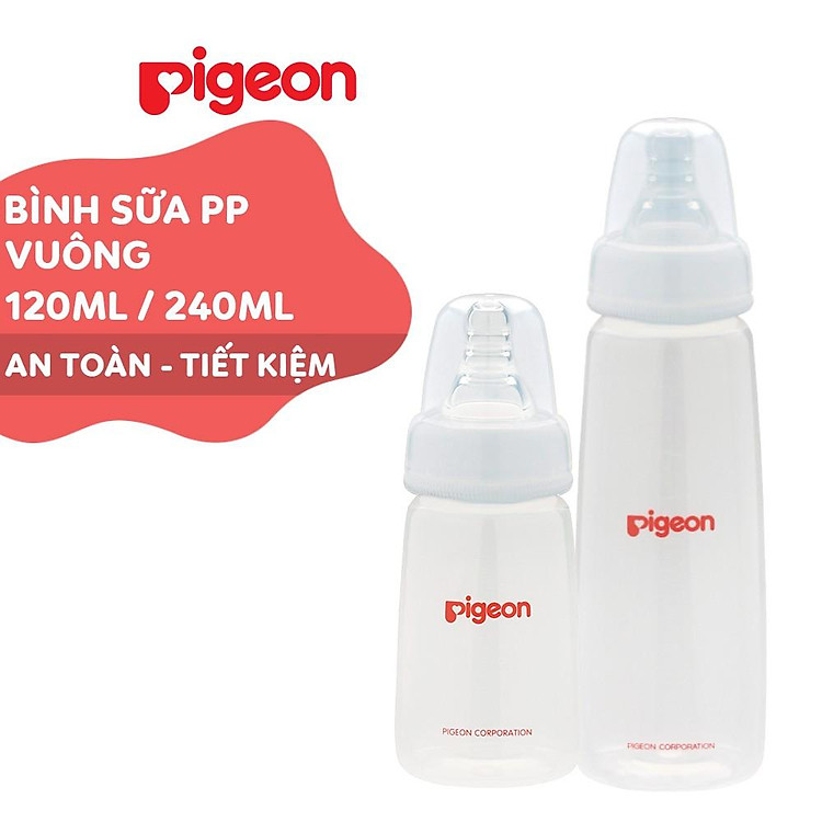 Bình sữa cổ hẹp PP vuông Pigeon 120ml/240ml