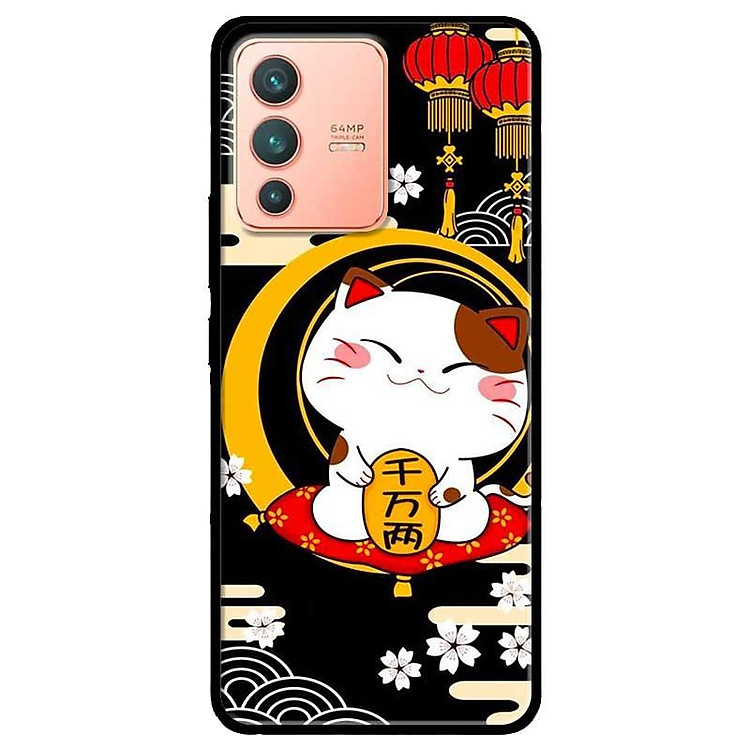 Ốp lưng dành cho Vivo V23 5G / S12 - Vivo Y15s / Y15A mẫu Mèo Nền Đen