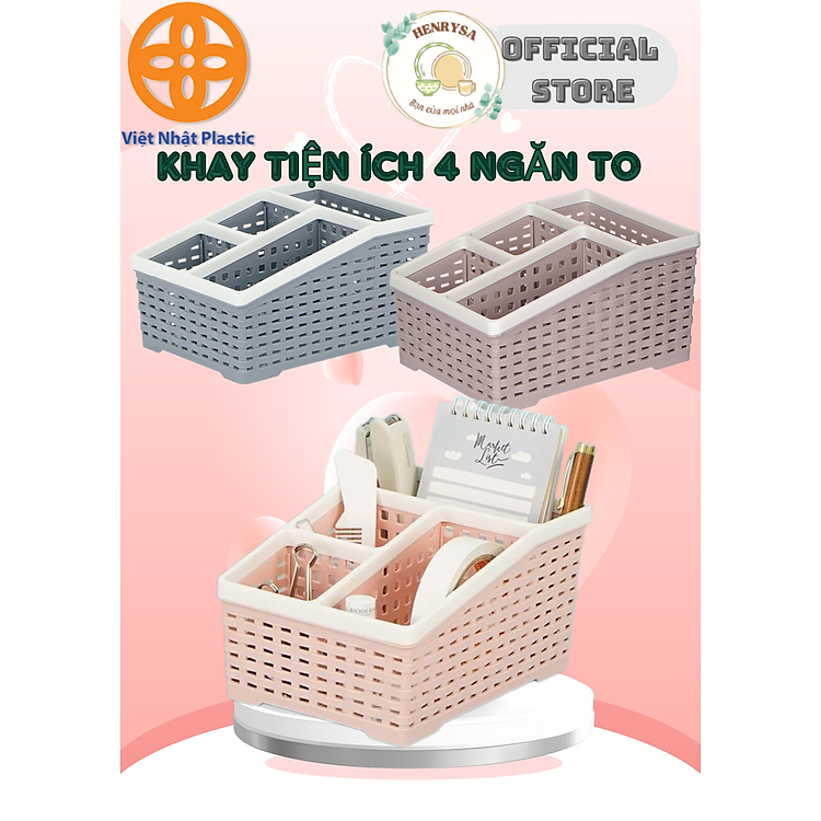 Khay tiện ích 4 ngăn lớn nhựa Việt Nhật