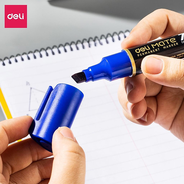 Bút Dạ Kính Deli EU72 - Mực Xanh Dương - Ảnh 6