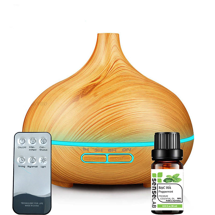 Máy khuếch tán tinh dầu SENSELAB S400ML + Tặng 1 Tinh dầu Sả Chanh SENSELAB 10ml + Remote ĐKTX - Máy xông tinh dầu siêu âm