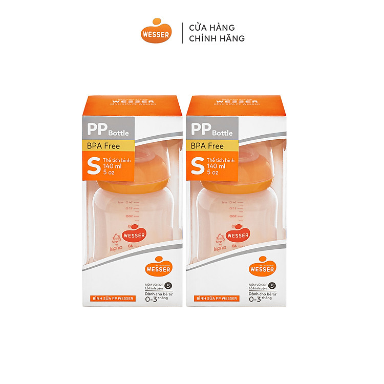 Mua Combo 2 bình sữa PP Wesser 140ml Giá tốt