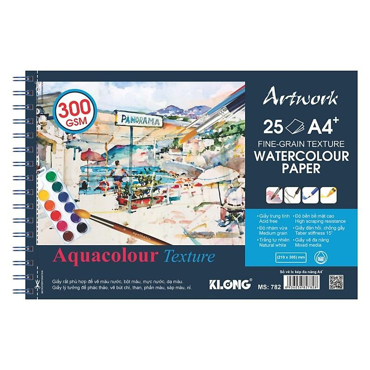 Sổ Vẽ Màu Nước KLONG A4+ (25 tờ, 300GSM) - Ảnh 5