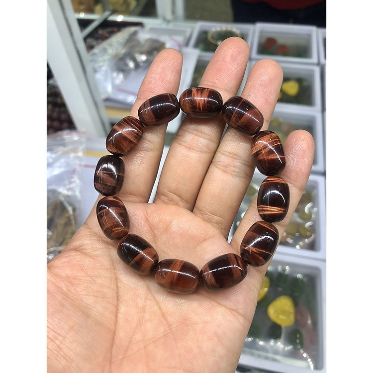 Vòng đeo tay, lắc tay dáng lu lu thống phong thủy đá mắt hổ vàng