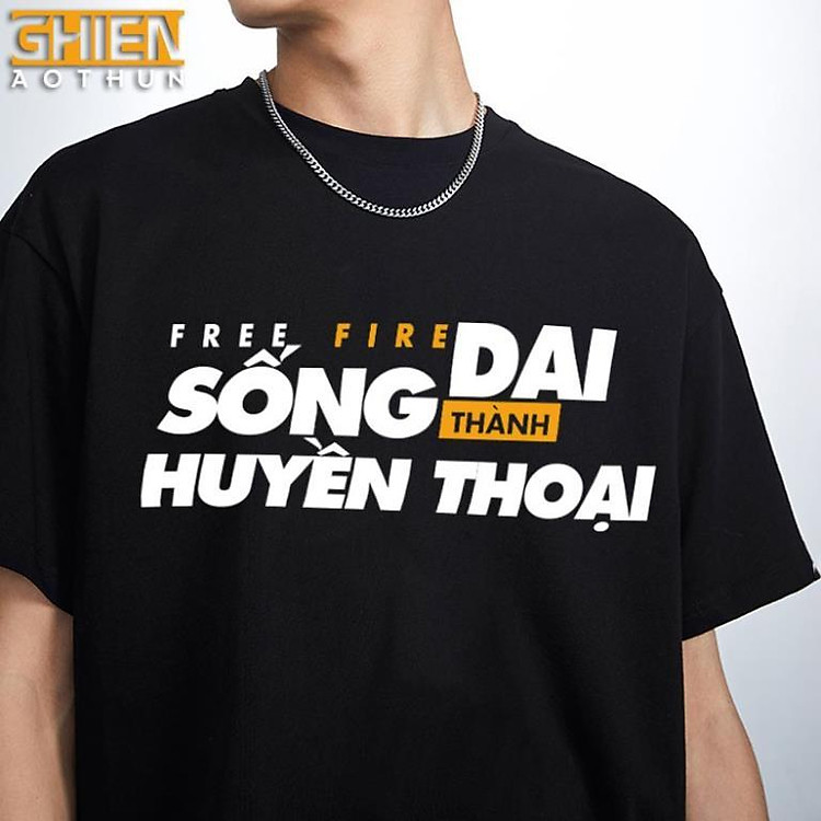 BÁN CHẠY - Áo Free Fire Sống Dai Thành Huyền Thoại Typo (Đen) / siêu hót bán chạy