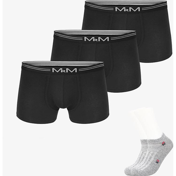 Combo 3 Quần Sịp Nam Quần Lót Đùi Nam Boxer Sợi Cotton Cao Cấp MRM FASHION 1 màu TẶNG Đôi Tất Nam Cao Cấp