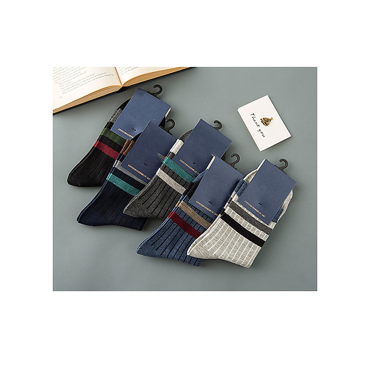 Bộ 5 Đôi Vớ Nam Văn Phòng Cổ Trung , khử mùi phù hợp giày tây, giày da công sở, freesize - BTT005